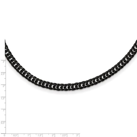 7mm Black Plated Stainless Steel Double Curb Chain Necklace, 24 Inch - Picture 5 of 8